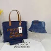 2 PC Proteggi Black Women Shopping Bags Letter Remodery Denim Borsa da donna Borse da donna Borsa per ricamo da ricamo con cappello 220826