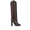 Vinter T-show High Heel Boots Kvinnor äkta läder Fashion Lady Knight Boots Big Size 35-43