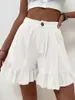 Cotton and Linen Shorts Casual Wide-leg Loose Shorts 2022 Summer New Solid Color Women's High Waist Sports Shorts Rainbow