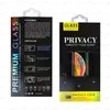 Privacy Screen Protector Anti-Peeping Anti-Spy Full Cover Tempered Glass Anti-Glare för iPhone 14 Plus 13 12 Mini 11 Pro Max XR XS Samsung A72 A52 A73 A53 med detaljhandelslådan