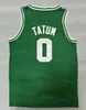 ファイナルパッチバスケットボールジェイソンテイタムジャージー0ジェイレンブラウン7ビスタプリントスポンサーすべてのステッチチームグリーンブラックホワイトカラー刺繍の