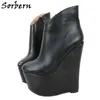 Sorbern – bottines noires mates pour femmes, chaussures à plateforme, talons hauts, Style hiver, petite taille 36 couleurs personnalisées