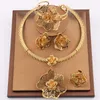 Orecchini Collana Dubai Set di gioielli in oro color per le donne Set di anelli per braccialetti per costumi da sposa nigeriani a forma di fiore africano8417975