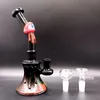 Unique 8.5 inch Black Glass Water Bong Hookahs with Tire perc 14mm male Smoking Pipes with Eyeball Decoration