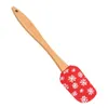 Nouveaux outils de manche en bois de Noël Cuisine Fondant Gâteau Crème Spatule Silicone Beurre Grattoir Outils de Cuisson Espatula Silicona C0711G12