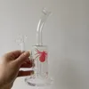 8 tums lysande handritad spindelmönster glas bong hookahs vattenrör återvinningsduschhuvud heady konst med lila skål