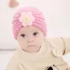 Mössor hattar söta barn stor blomma baby stickad hatt spädbarn född pojke flicka beanie cap höst vinter varmt barn barnhuv