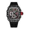 2022 nouveau Style hommes mode Sport noir montre chronographe fonction chronomètre bracelet en caoutchouc Date automatique mâle luxe montre-bracelet horloge