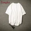 Zongke White T Shirt Camicia da uomo Harajuku Vintage - Abbigliamento Streetwear Hip Hop Summer op 5XL 220401