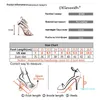 Elbise Ayakkabı 2022 Kadın 11 cm Yüksek Topuklu Sandals Stiletto Lady Fetish Prom Gladyatör Yaz Çapraz Kayış Platformu Altın Sandles