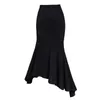 Jupes Jupe Longue Femmes Sexy Fishtail Veau-Longueur Vintage Trompette Mince Wrap Hanche Asymétrique Jupe Femme Noir Bas E163Skirts