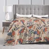 Blankets Flannel Blanket Vintage Bullfinches Light Thin Mechanical Wash Warm Soft Throw On Sofa Bed Travel PatchworkBlankets