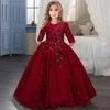 Girl's Dresses 2022 Summer Long Sleeve Flower Girl Dress Elegant Kids For Girls Party And Wedding Bridesmaid Princess 10 12 Years