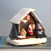 Kerstdecoraties Home Decoratie Warm dorp Lumineuze led kleine sneeuwhuis Santa Claus Tree Gift Bag Hut Resin ornamentenschristmas deco
