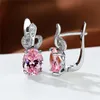 Hoop Huggie Orecchini da sposa color argento classico Zircone rosa Pietra ovale Corona di cristallo di lusso per le donne Gioielli da sposaHoop Dale22