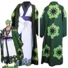 Anime Een Stuk Roronoa Zoro Cosplay Kostuum Wano Kuni Land Kimono Gewaad Volledige Pak Outfits Halloween Carnaval Pak AA220324