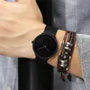 Montres-bracelets Ultra Mince Créatif Noir En Acier Inoxydable Montres À Quartz Hommes Simple Mode Affaires Japon Montre-Bracelet Horloge Mâle RelogiosWristw