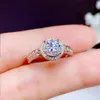 Bague de fiançailles classique européenne et américaine pour femmes, Micro ensemble, bague en diamant plaqué platine et zircon AAA