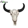 Resina Longhorn Cow Skull Head Wall Decor 3D Animal Wildlife Sculpture Fatuetas Artesanato Horns para Home Halloween Y200106