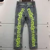Мужские и женские джинсы Высококачественные джинсовые брюки в стиле хип-хоп с вышитыми буквами и отверстиями Уличная одежда Джинсы T220803