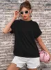 여자 티셔츠 2022 여름 탑 라운드 넥 기본 짧은 슬리브 여성 단단한 티셔츠 따뜻함