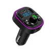 Transmetteur FM G47 pour voiture, lecteur MP3, lumière colorée, double USB Type C, chargeur, Bluetooth 5.0, Kit mains libres, modulateur FM