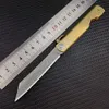 Японский мини-карманный нож Higonokami ручной работы VG10 Damascus Blade с латунной атласной ручкой Коллекционные ножи для любителей ножей Охота на открытом воздухе EDC Складные ножи Инструмент