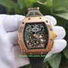 Heiße verkaufende Top-Qualitätsuhren 50 mm x 44 mm RM11-03 Skeleton Flyback 18 Karat Roségold Saphirglas Transparente mechanische Automatik-Herrenuhr Herrenarmbanduhren