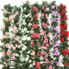 装飾的な花の花輪2.5mシルク人工バラの壁の装飾のためにぶら下がっていますラタン偽植物ガーランド春の結婚式の家の装飾