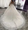 2022 Nouvelle robe de mariée à thème avec grande queue et en dentelle à manches courtes Robes mariées minces françaises vestido de novia