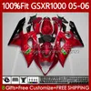 OEM MOTO Body For SUZUKI GSXR 1000 CC K5 GSX-R1000 2005 2006 Bodywork 122No.58 GSXR-1000 GSXR1000 1000CC 05 06 GSX R1000 05-06 Injection Mold Fairings Kit metal red blk