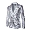 Мода отражающая ткань двух частей мужской осень плюс Shiny Silver Casual Set Set Men Slim Fit Sut Blazer 2 кусок 220817