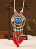 Цепи Jastie Boho Ожерелье многоцветное бирюзовое гравийное восковая нить плетеная длинная цепочка Женщины Летнее пляж.