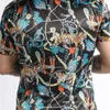 Tendência de moda de rua de verão européia e americana Tendência 3D Impressão casual camisas de manga curta slim Cardigan de luxo D220615