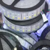 Tiras frias frias led flexíveis led dc12v 24v 5m/roll 120led/m 600leds dupla linha rgbw rgbww cctledleded