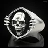 Cluster Rings Huitan Punk Skull Couple For Women/Men Anniversary Gift Metallic Style Retro Party Female Male Rock Unisex Jewelry Edwi22