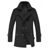 Lã de lã masculina Blends Plus Size Size Autumn Winter Mass Woolen Coat Casual Turn-Down Collar Trehted Trench Casaats for Men T220810