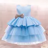 Baby Girls 1st Birthday Dress Kids Lace Mesh Sequin 2 3 4 Year Baptism Princess Costume Children Wedding Party Eleagnt Ball Gown 220426