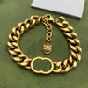 Doppia G Luxury Brand grande collana in oro bracciale spesso in argento Set di alta qualità Placcato in oro 14K Never Fade replica ufficiale Regalo di compleanno premium