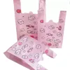 Bolsas de chaleco rosa Bolsa de mano de compras Embalaje con dulces encantadores y conejo para bocadillos de sushi Pasteles Productos horneados