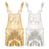 MSemis Mens Fashion Shiny Metallic Bib Overall Suspender Short Prom Club Rave Festival Clothing Jazz Hip Hop Pole Dance Shorts 220621