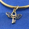 Shine Gold Metal Plated Klucz, który może latać Dangle Wisiorek Charm Koralik dla European Pandora Biżuteria urok Bransoletki