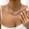 Collier de chaîne de câble en métal lourd minimaliste pour femmes mode Hip Hop multicouche chaîne collier bijoux de fête
