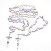 Catholic Beads Rosary Necklace Colorful Cross Perfect for First Communion Catholicism Religious Gift