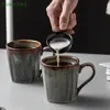 Canecas retro forno trocou caneca de café pintada à mão Cerâmica grande copo de copo de porcelana Chá de chá porcelana