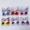 New 2pcs/lot Children Baby Girls Sunglasses Hair Band Set Anti-UV Cartoon Glasses Knot Bow Headband Photo Props Gifts