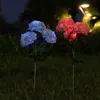 Fiore di ortensia artificiale luce solare a LED per esterni giardino cortile lampada da prato design antipioggia per decorazioni natalizie