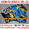 Corps OEM pour HONDA CBR600 CBR 600F5 600 RR CC F5 09-12 Carrosserie 146No.11 CBR-600 CBR600RR 09 10 11 12 CBR 600RR 600CC 2009 2010 2011 2012 Carénages d'injection noir graffiti