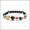 Bracelets de charme Bijoux Galaxy Les huit planètes du système solaire Guardian Star Perles de pierre naturelle Lava Huile Essentielle Diffuseur Bracelet Drop