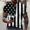 T-shirty męskie-Pięciogwiazdkowa flaga męskiej flagi 3D T-shirt Summer Mash